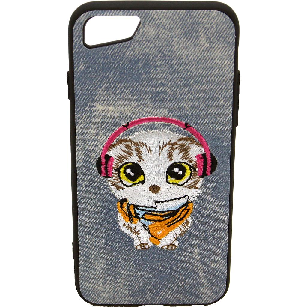 IPHONE 6/6S lys blå syet kat bagcover