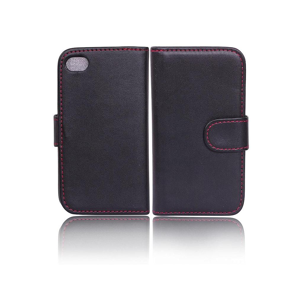 IPHONE 6/6S cover Sort TPU med klap røde syninger