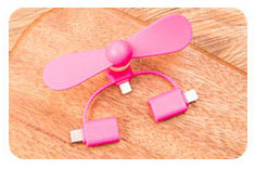 Mini Fan pink med 3 konnectorer