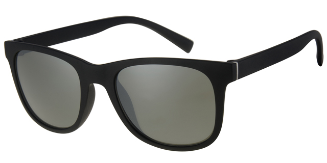 Sort Gummi Solbrille med sølv dekoration og grønne glas