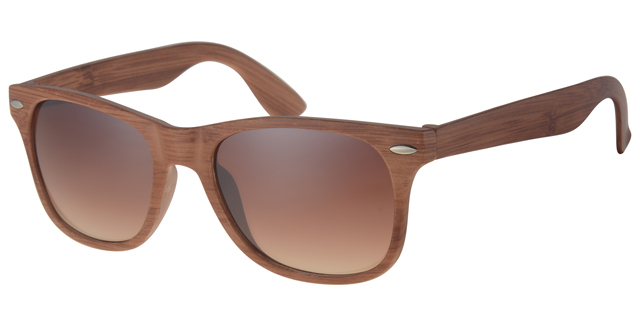 Solbrille træ look me sort backing wayfarer model med sølv dekoration og grønne glas