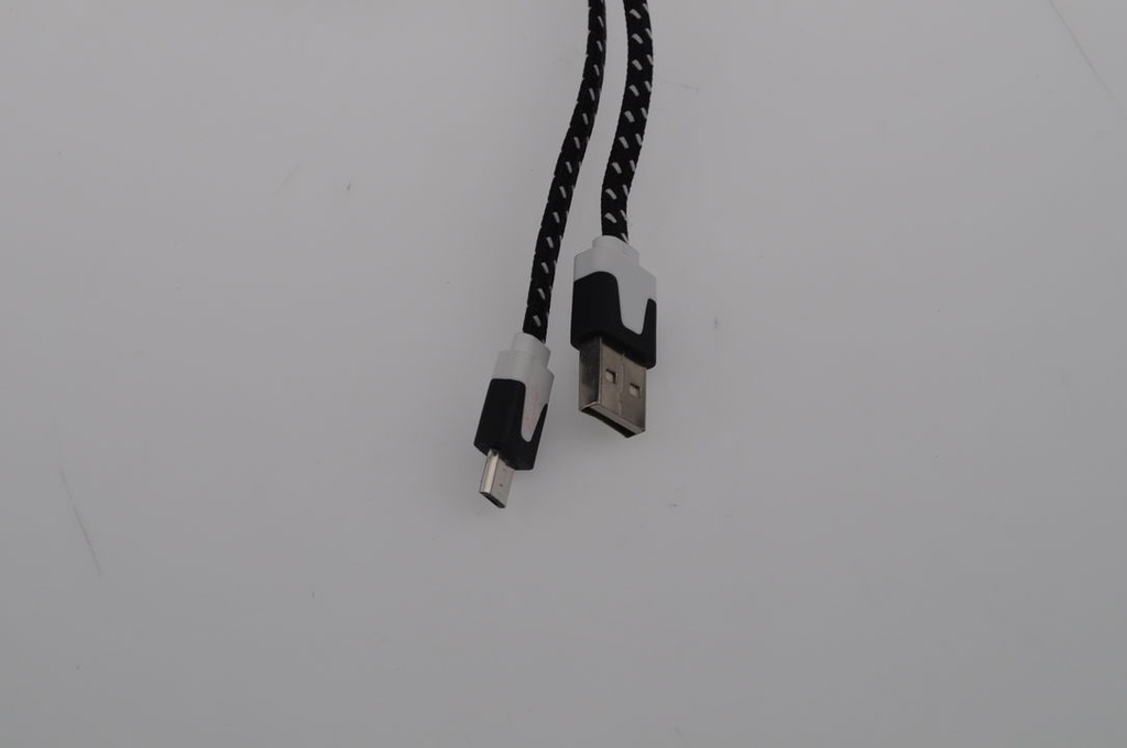 Micro USB til USB A kabel 3,0 meter sort/hvidt flettet