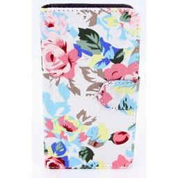 [812034] Iphone 7/8/SE Hvidt flipcover med blomster