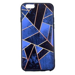 [810082] IPHONE 6/6S BLÅT BAGCOVER MED KUNST MOTIV