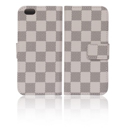 [810007] IPHONE 6/6S cover hvid - sort ternet med klap
