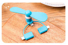 [806516] Mini Fan blå med 3 konnectorer