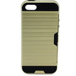 [806091] IPHONE 5S/SE Guld bagcover med kreditkort lomme