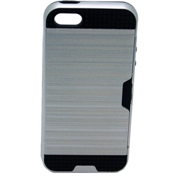 [806089] IPHONE 5S/SE Sølv bagcover med kreditkort lomme