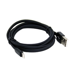 [805137] Iphone til USB A kabel 1,0 m flettet stof forstærket Sort