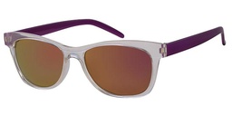 [404242-40255] Solbrille transperant front med neon lilla stænger og røgfarvede glas med lilla spejl