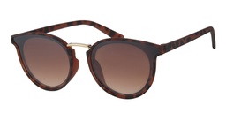 [404286-60739] Mat brun leopard gummi finish solbrille med guld bro samt graduerede brune glas