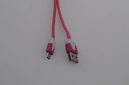 [805647] Micro USB til USB A kabel 3,0 meter pink/grøn flettet